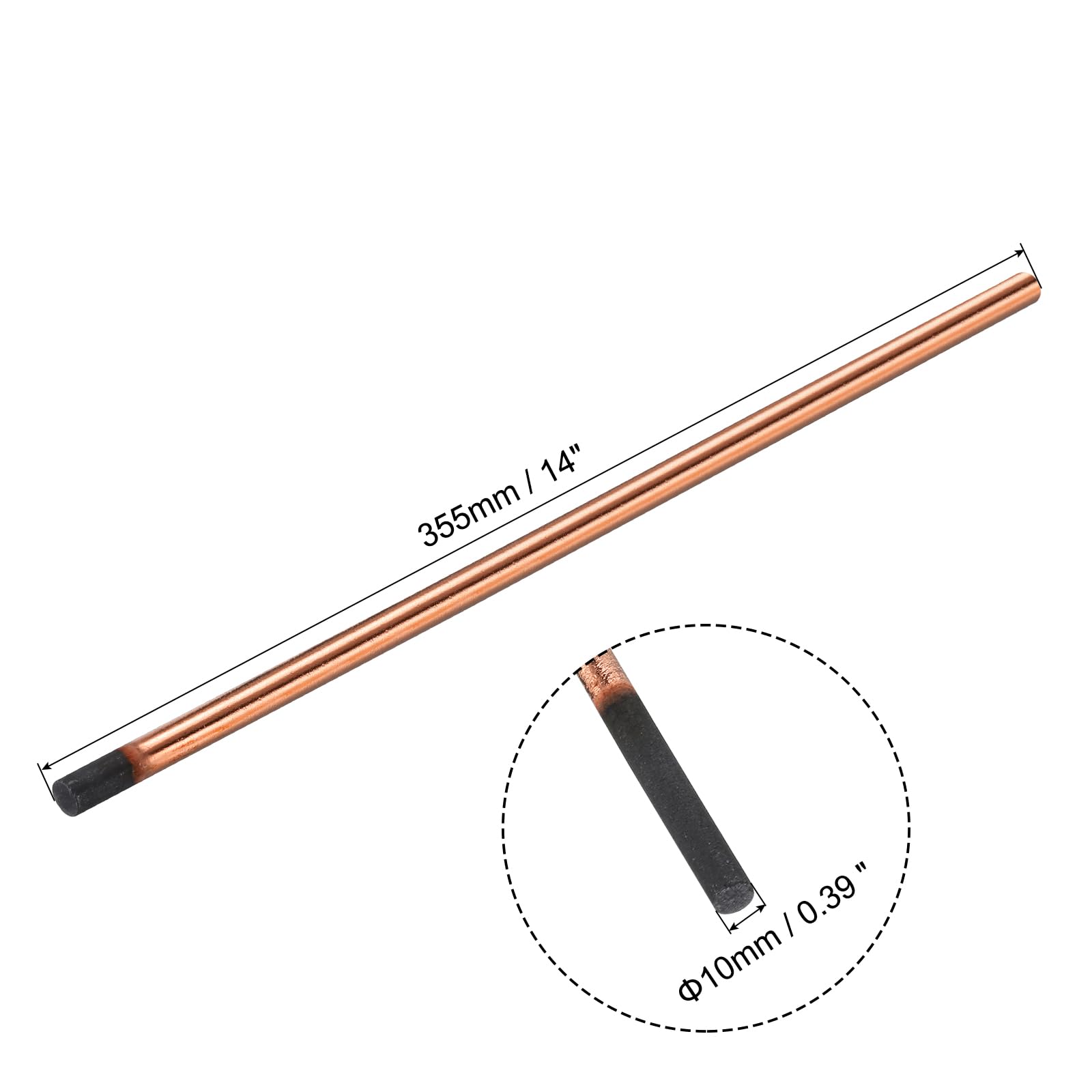 PATIKIL 10pcs 10mmx355mm(0.4"x14") Carbon Arc Air Gouging Rods Copper Graphite Coated Gouging Electrode Rods for Welding - Image 2