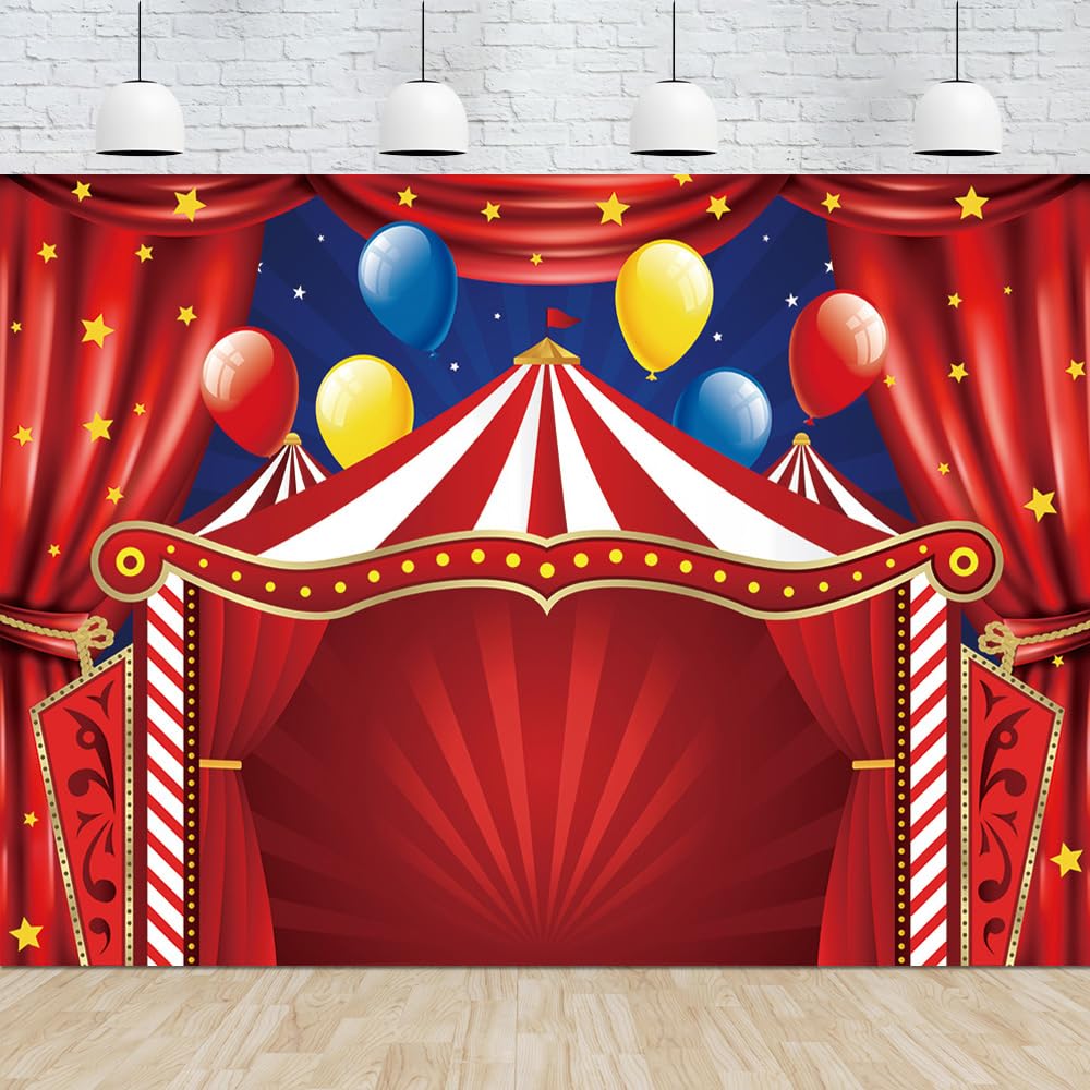 9x6FT Circus Carnival Circus Theme Party Photo Backdrop Carnival Lights Party Decorations Stars Birthday Party Photography Background Photo Booth