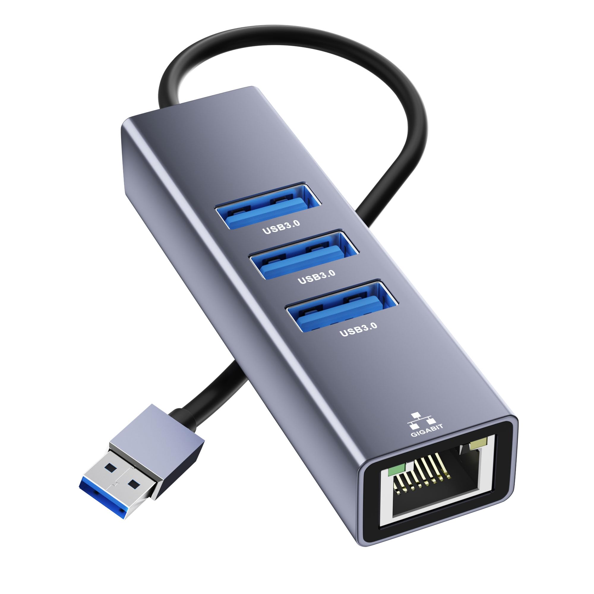 USB LAN変換アダプター 4-IN-1 USB ハブ 有線LANアダプター イーサネットアダプタ 【RJ45 1Gbps+3つUSB3.0ポート】1000Mbps高速 Type-A LANイーサネットコンバータ ギガビット LAN変換ケーブル USB-A 変換アダプタ USB Hub Windows/Mac OS/Linux等対応