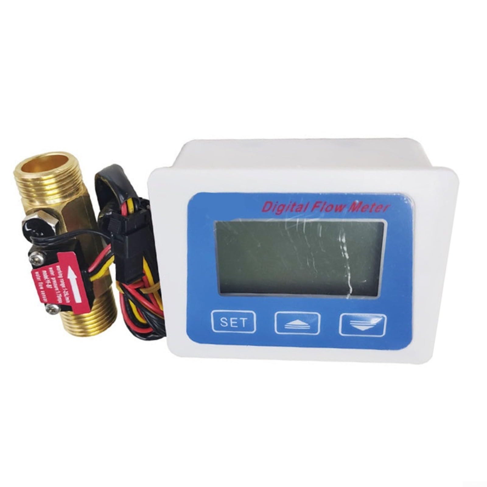 Contador de caudal digital LCD para control de agua, 1-25 l/min, G1/2 pulgadas, temperatura de -999 grados a 999 grados, salida de pulso, cobre
