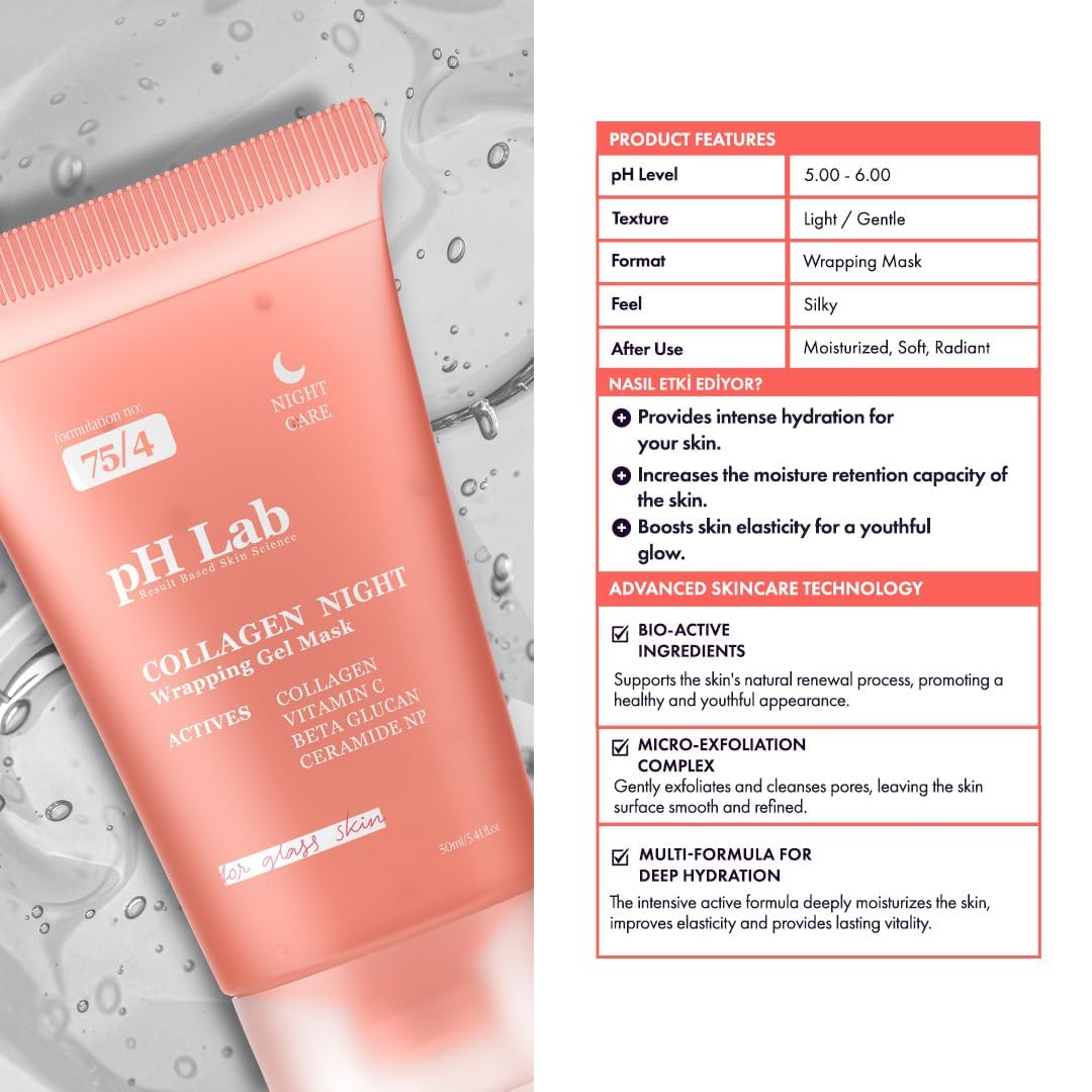 Collagen Night Wrapping Mask, Increases Skin Elasticity, Glass Skin Face Mask For Firming, Keeps Glowy & Hydrated, 1.69 Fl Oz (Pack of 1)