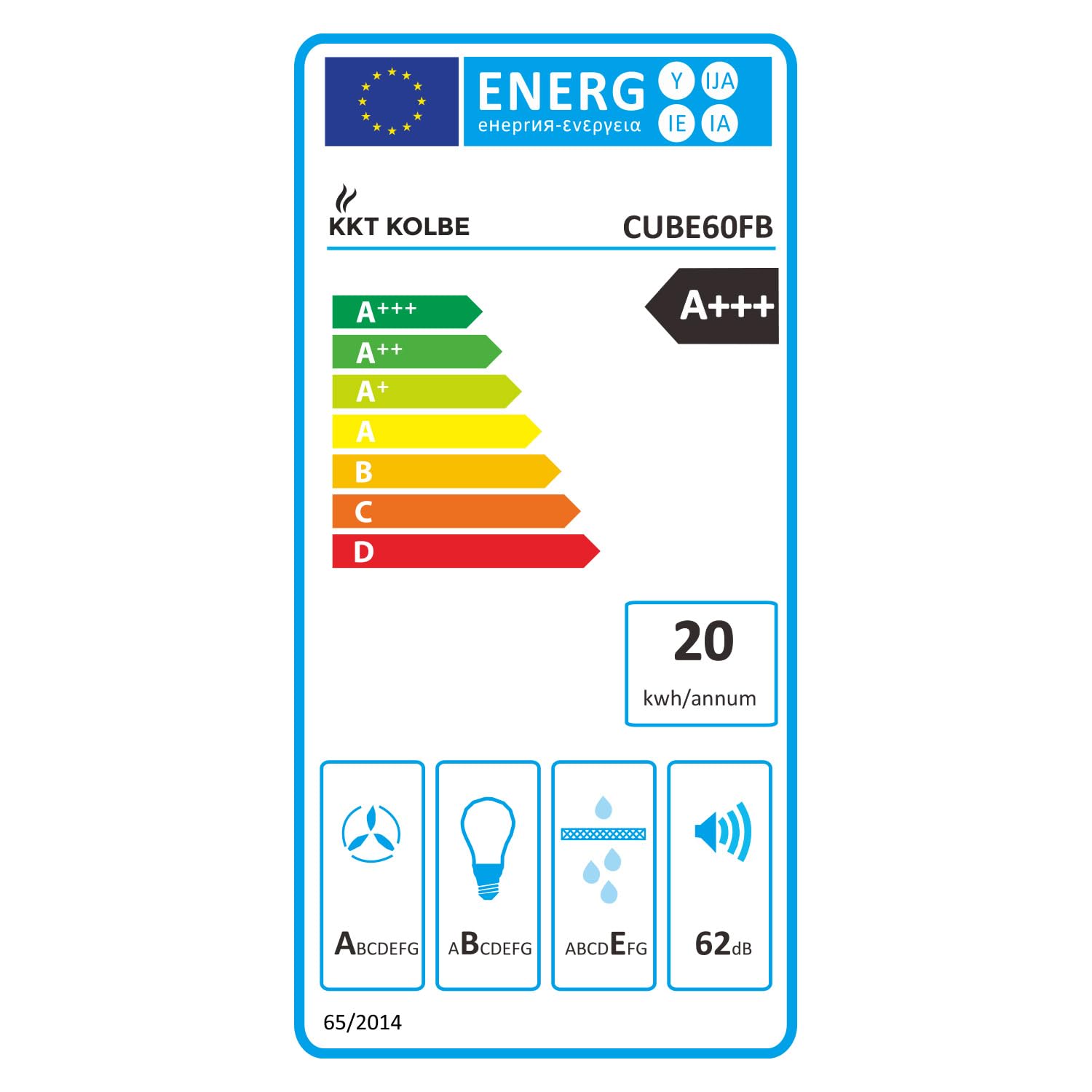 KKT KOLBE A+++ CUBE60FB - Cappa aspirante 60 cm, 684 cbm/h, 9 livelli | Smart WiFi App WiFi | Cappa isola sospesa | Montaggio a soffitto | Nero | Vetro | Illuminazione a LED | Ricarica automatica