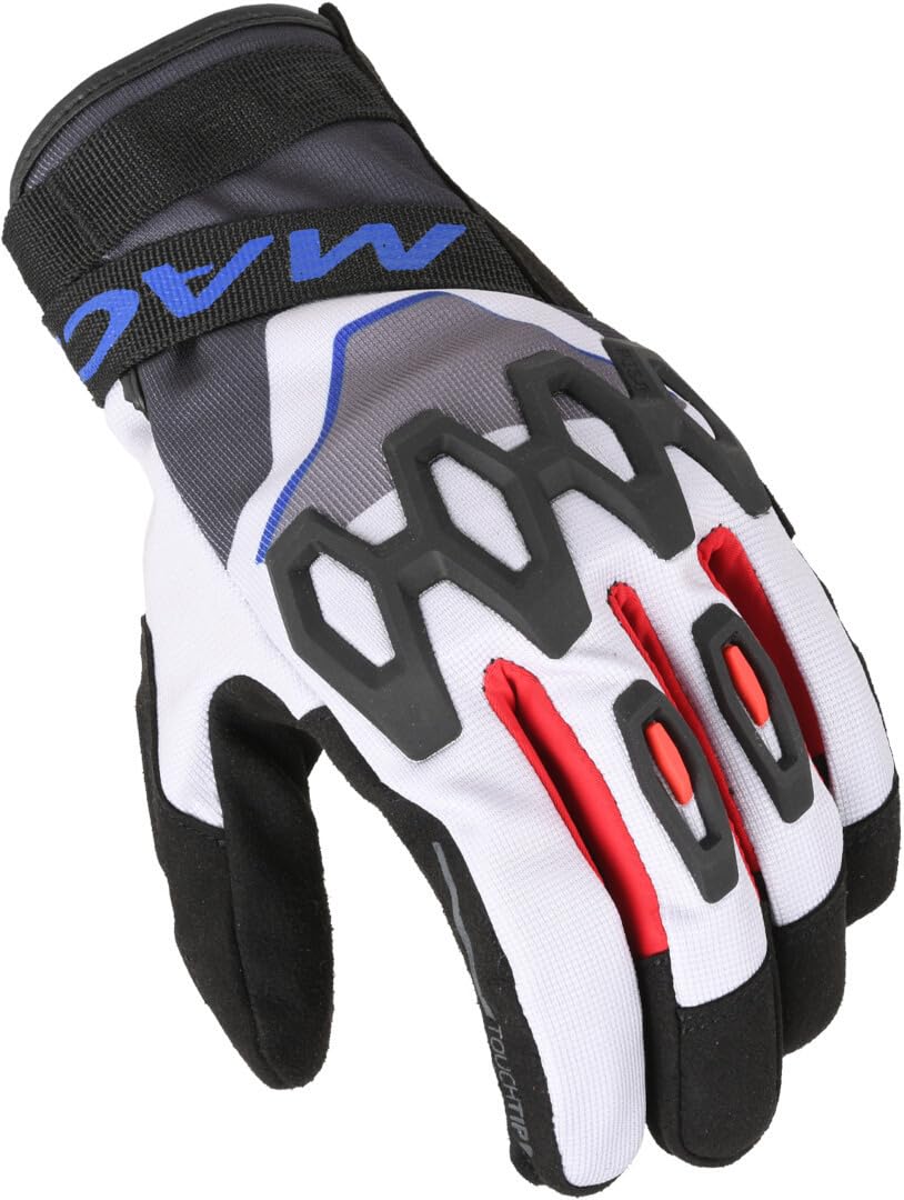 Macna Men's Black/White/Red/Blue Zairon Motorcycle Gloves