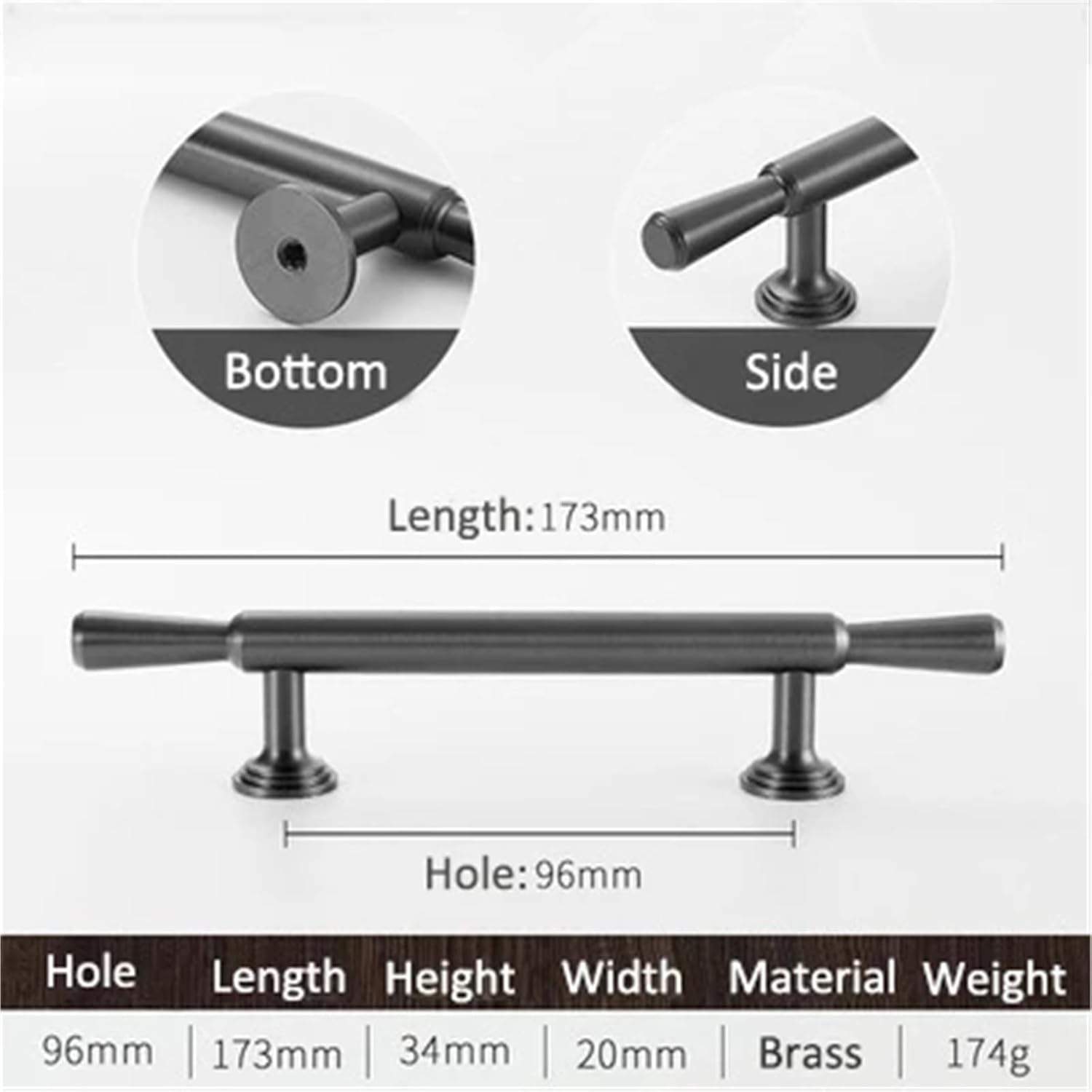 Brass Modern Simple Kitchen Cabinet Knobs and Handles Drawer Pulls Bedroom Black Knobs T Bar Cabinet Pull 1Pcs(Violet/紫罗兰)