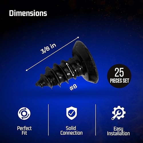 Miniatura 8 de Tornillos negros de 8 x 2 pulgadas, acero inoxidable recubierto de xylan, tornillo de madera Phillips de corte profundo (paquete de 25), acero