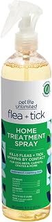 Pet Life Unlimited Plant-Powered Flea & Tick Home Spray - Natural Pet-Safe Prevention for Dogs, Beds, Carpets - Made in USA, 16oz