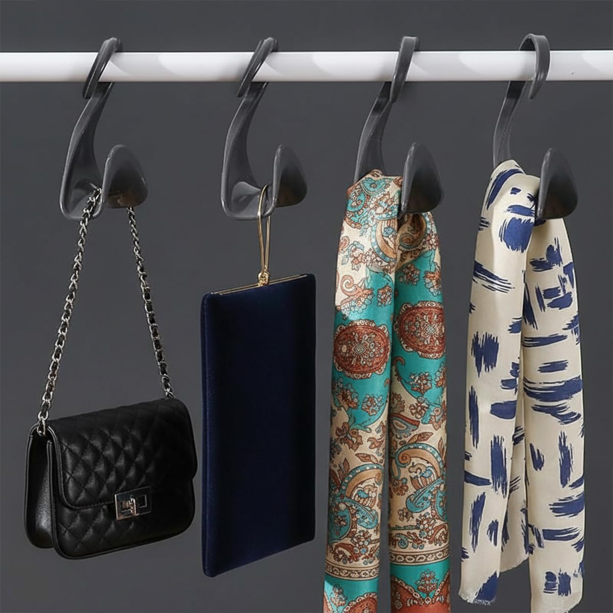16 Pcs Purse Hanger Hook Acrylic Black Bag Organizer Tote Hanger Closet Organizer Storage for Storing Tie Handbags Belt Tote Bag Satchels(Black)