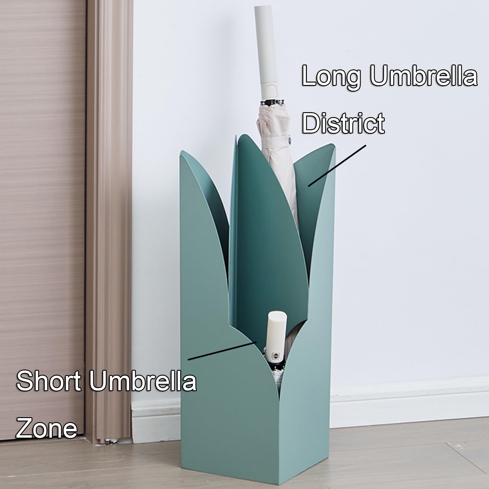 Portaombrelli creativo a 3 zone in metallo verniciato ad alta temperatura, angoli arrotondati 58,9 cm, supporto multifunzione per canne, casa, ufficio e centri commerciali