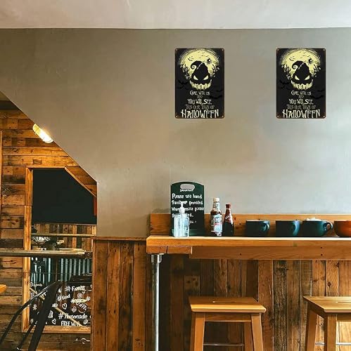 Metal Signs Vintage Wall Art Retro Poster Come With Us And You Will See This Our Town Of Halloween The Nightmare Before Christmas For Bar Coffee Cafe Club Garage 8"X12" #TOP4