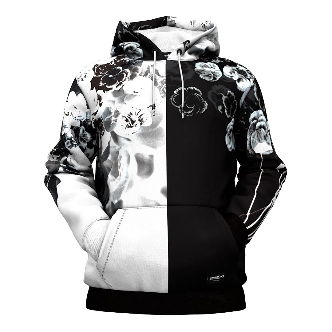 Dark Floral Hoodie 3D Digital Print Mens Hooded Pullover Sweatshirt