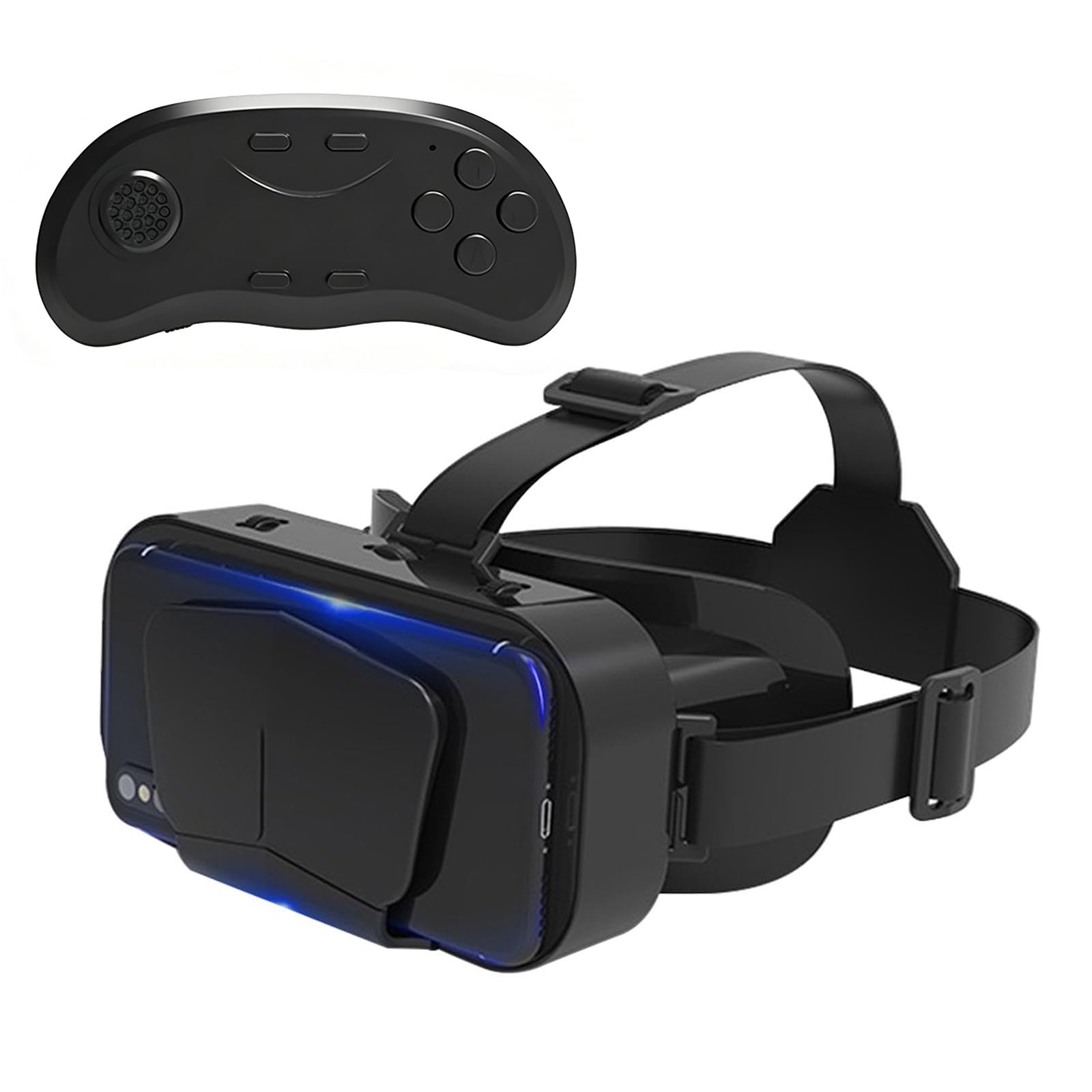 Visore per Realtà Virtuale VR 3D con Controller, Compatibile con Schermi Da 4,7-7,2 Pollici, con Distanza Interpupillare Regolabile E Protezione per Gli Occhi per Film E Giochi In 3D,Black+B01 Handle