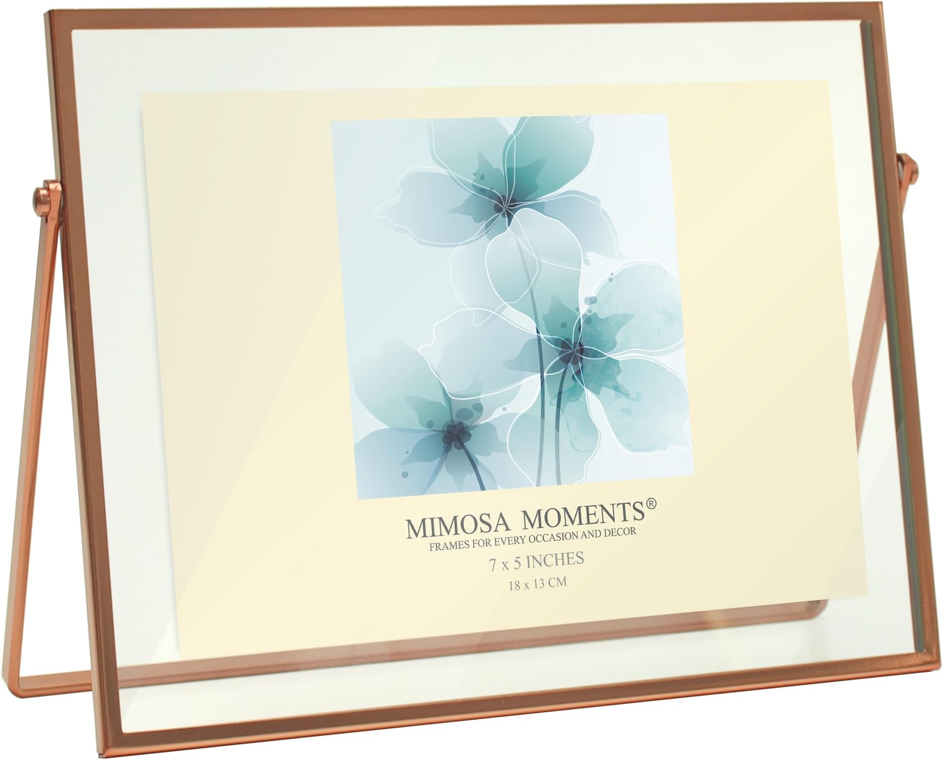 MIMOSA MOMENTS Rose Gold Metal Floating Picture Frame (Rose Gold, 5x7 Horizontal)