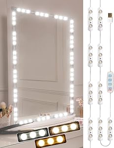 Led Vanity Mirror Lights,Makeup Light Strip with Dimmable for Vanity Dressing & Bathroom Mirror Lighting,Ultra Bright,Hollywood Style,Mirror Not Included