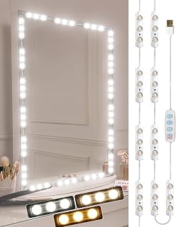 DLOMT LED Vanity Mirror Lights - Hollywood Style 108 LEDs, 3 Color Temps, 10-Level Dimmable USB Stick-On Makeup Lights for Bathroom (Mirror Not Included)