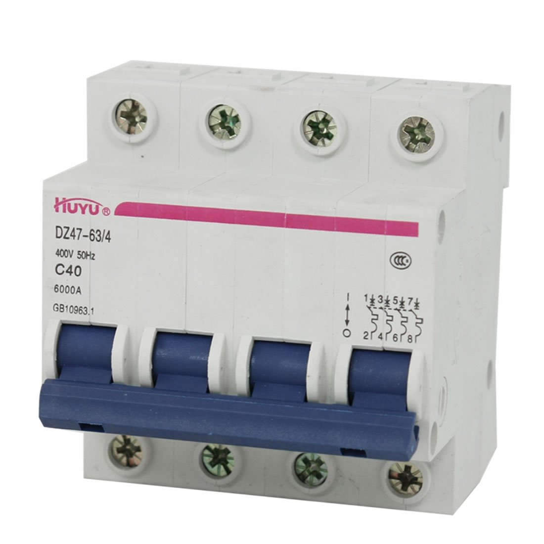 IEUMJNAT AC 400V 40A 4 Poles Overload Protection MCB Mini Circuit Breaker