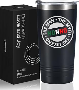 Onebttl Nonno Gifts for Grandpa, Christmas Fathers Day Gift for Italian Grandfather, 20oz Stainless Steel Insulated Tumbler with Lid and Straw - Men Myth Legend