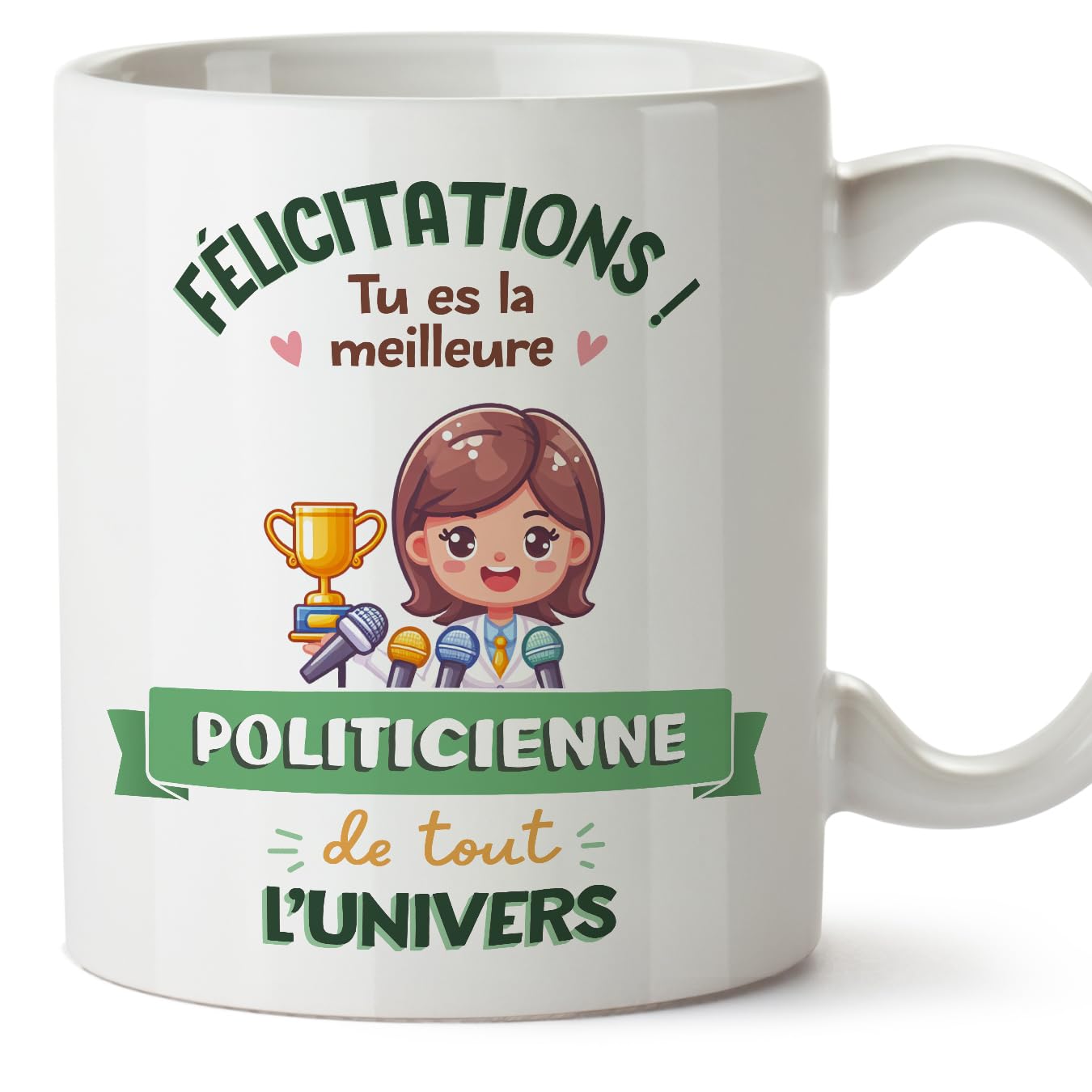 MUGFFINS Politician Woman Mug - in French - Meilleur Univers Trophée - Funny Gift for Colleagues - Ceramic 11oz Mug — image 1