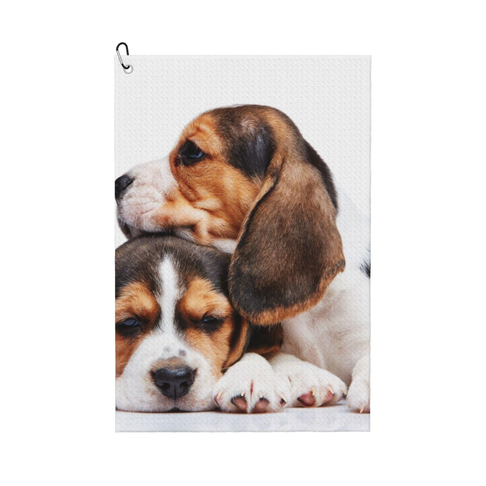 Hnnkloy Cute Pets Beagle Puppies Dogs, 16x24 in Portable Waffle Golf Towels with Carabiner Clip for Golf Bag