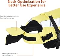 Vista 4 de Yaxa Basics Chaleco salvavidas ajustable para perros con rayas reflectantes, amarillo, talla L