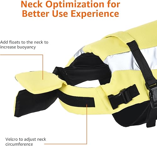 Miniatura 4 de Tienda Basics Chaleco salvavidas ajustable para perros con rayas reflectantes, amarillo, talla L