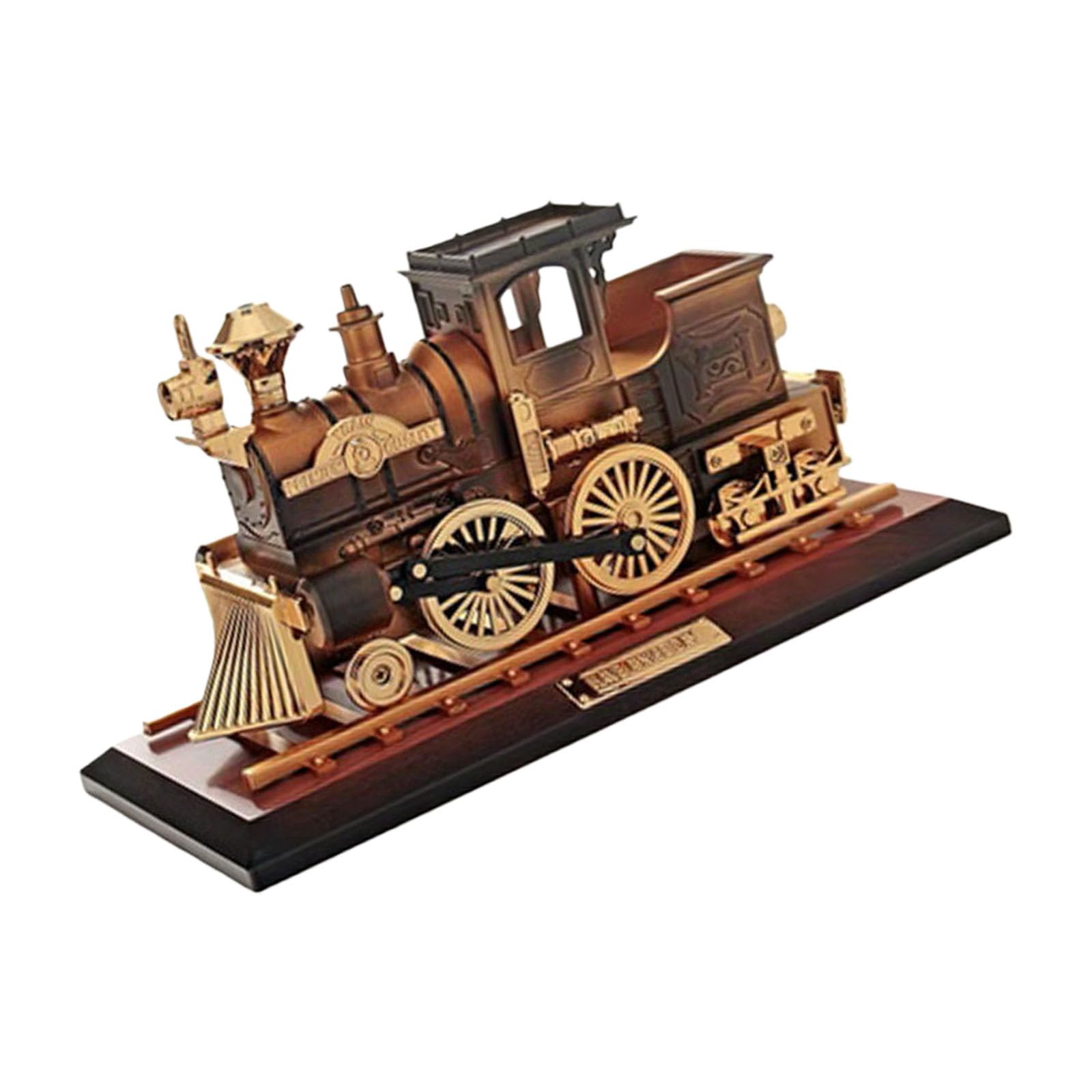 Buxuaaaa Locomotive Bronze Nostalgic Railway Train Antique Car Model Music Box Hand Cranked Mechanical Ornament Home Desk Shelf Decors Gift Simulation Train Music Box
