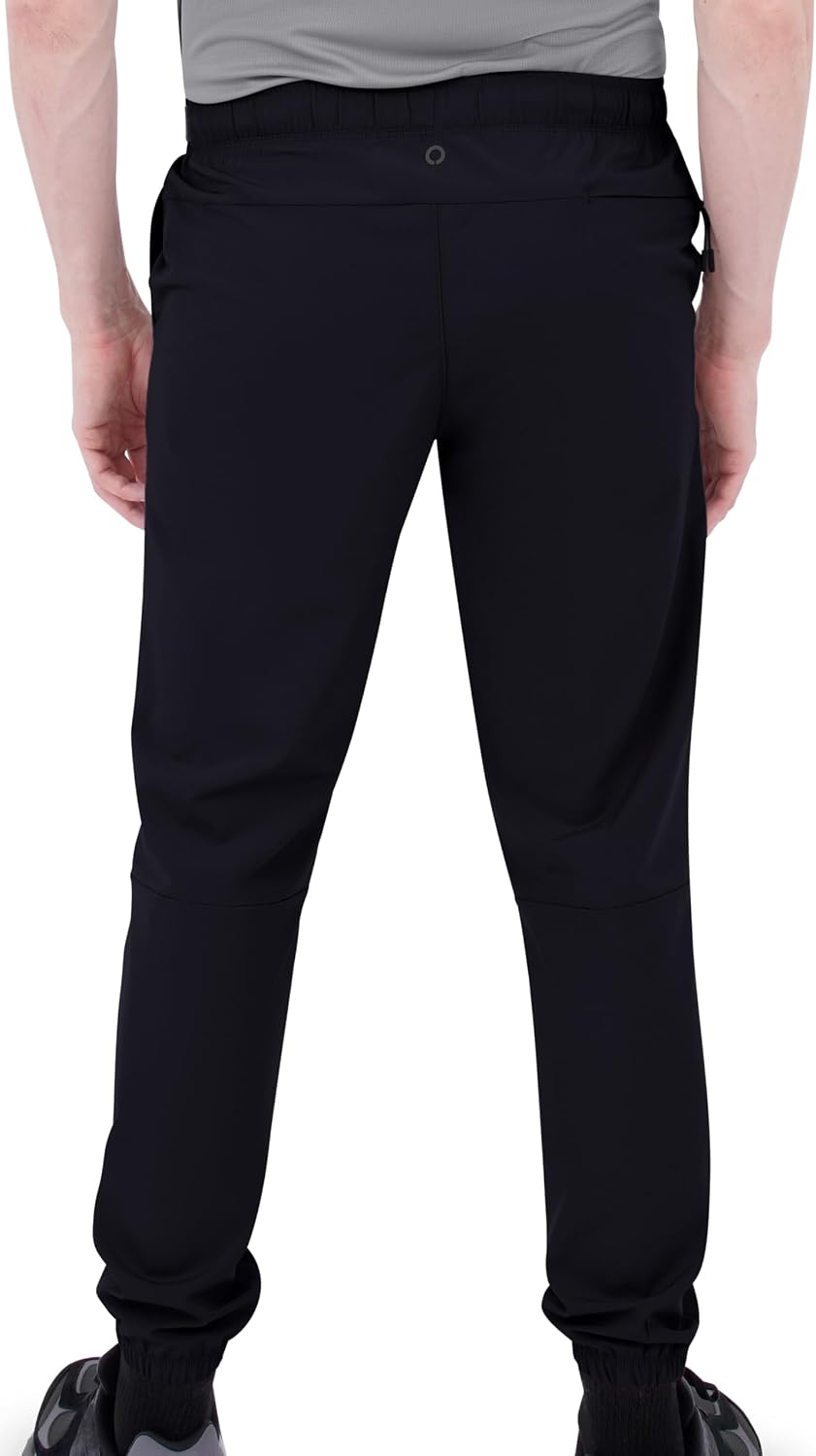 Skora Men's Woven Running Pants, Qwik Dry Stretch Jogger Sweatpants with Zipper Pockets, Activewear for Gym Training
