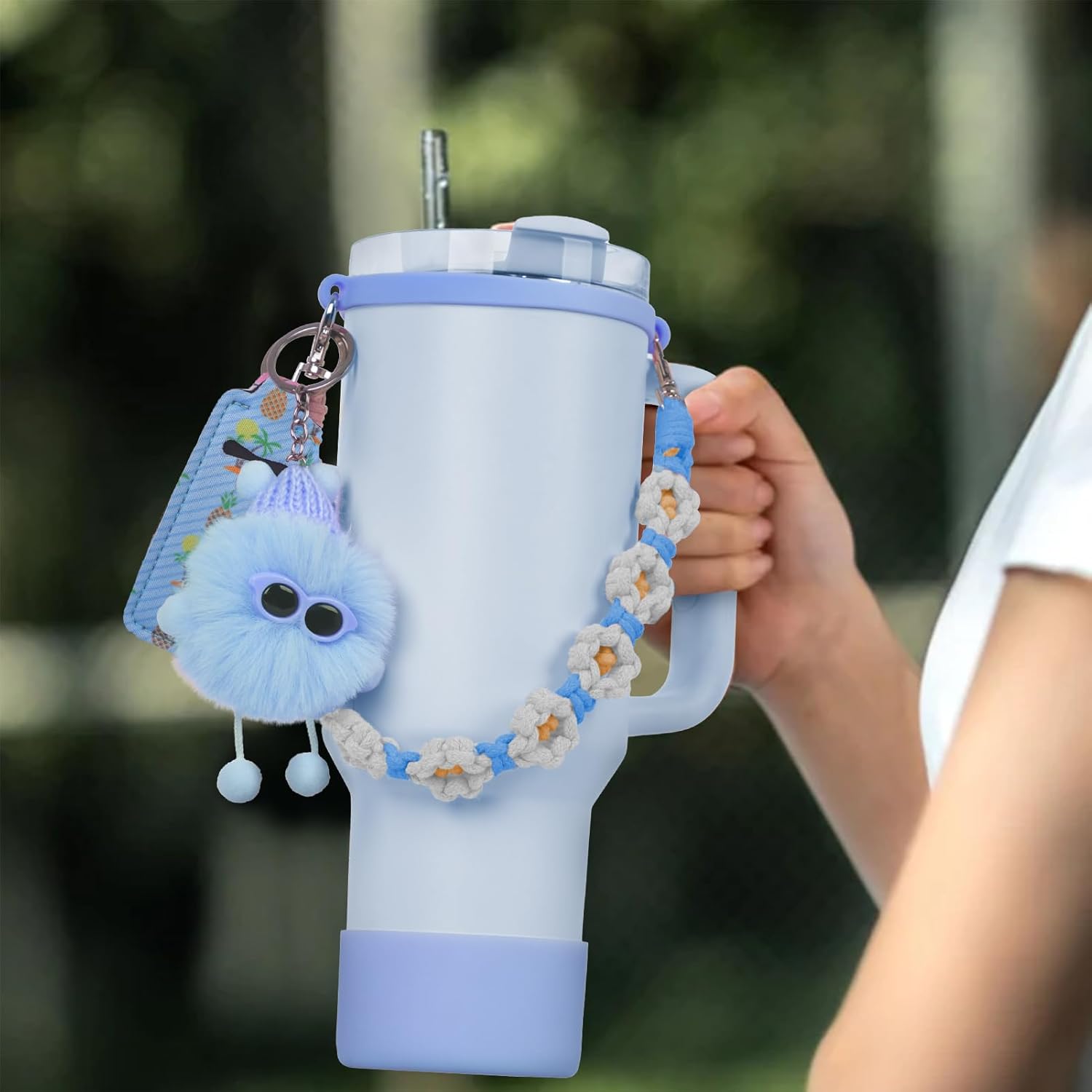 6PCS Use for Stanley Cup Tumbler Accessories 40oz 30oz,Compatible with Stanley Cup Tumbler Water Bottle Handle Sling Strap for Carrying (blue) - Image 5