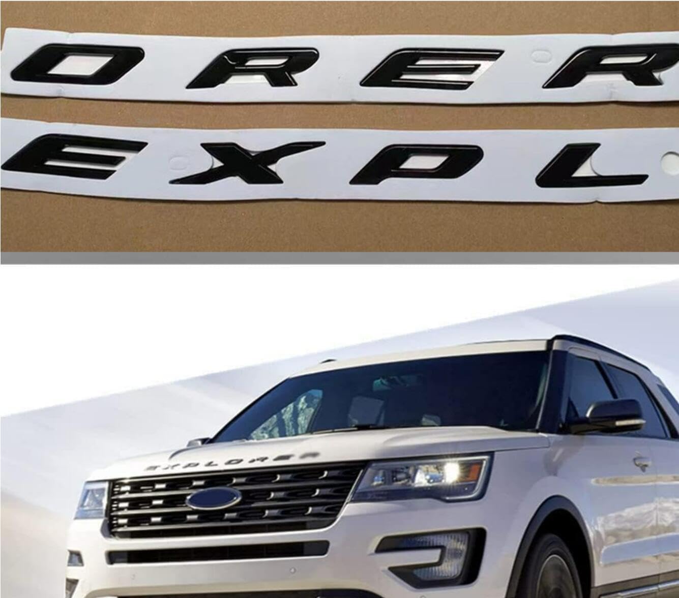 MFEESYOB YOITS 1PCS Gloss Black ABS Front Hood Emblem 3D Letters Compatible for 2011-2020 Explorer Stickers (Gloss Black)