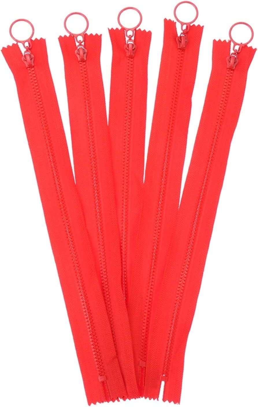 Zipper, Zippers 25cm 5pcs/Pack Resin Zipper, for DIY Sewing Bag Garment, Candy Colors Zippers Round Ring Zipper, Accessories Craft (Color : Navy Blue) (Color : Red)