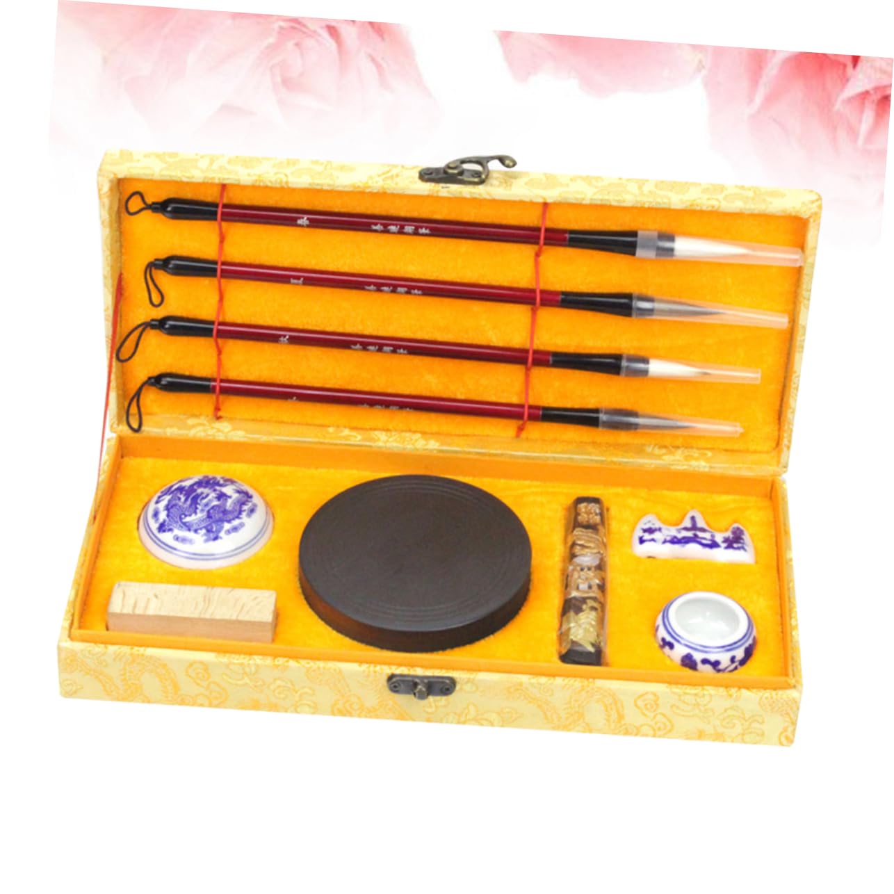 EXCEART Set di Pennelli per Calligrafia Cinese Pennello per Scrittura per Principianti Kit di Four Treasures Pennello per Scrittura Calligrafica Inchiostro in Stick Carta