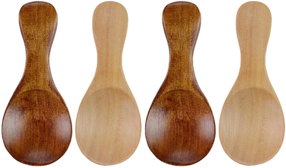 4 Piece Wooden Jam Spoons Short Handles for Home Use
