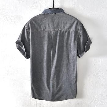 Amazon.com: Hdhdeueh Men Patchwork Cotton Denim Short Sleeve