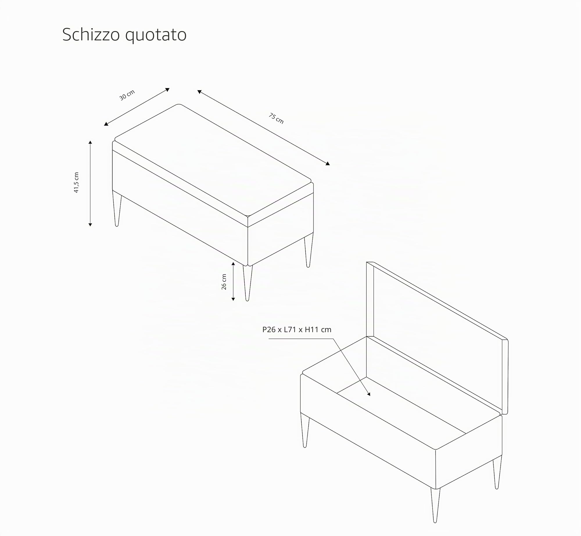 ECHTWERK Panca Scarlett Imbottita con Rivestimento in Velluto, Rettangolare, con vano portaoggetti, Gambe in Metallo, 75 x 30 x 41,5 cm, Colore: Crema, Misto Poliestere, 75 x 30 x 42 cm