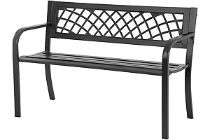 Garden Bench: Durable Metal Frame Patio Bench for Outdoor Relaxation