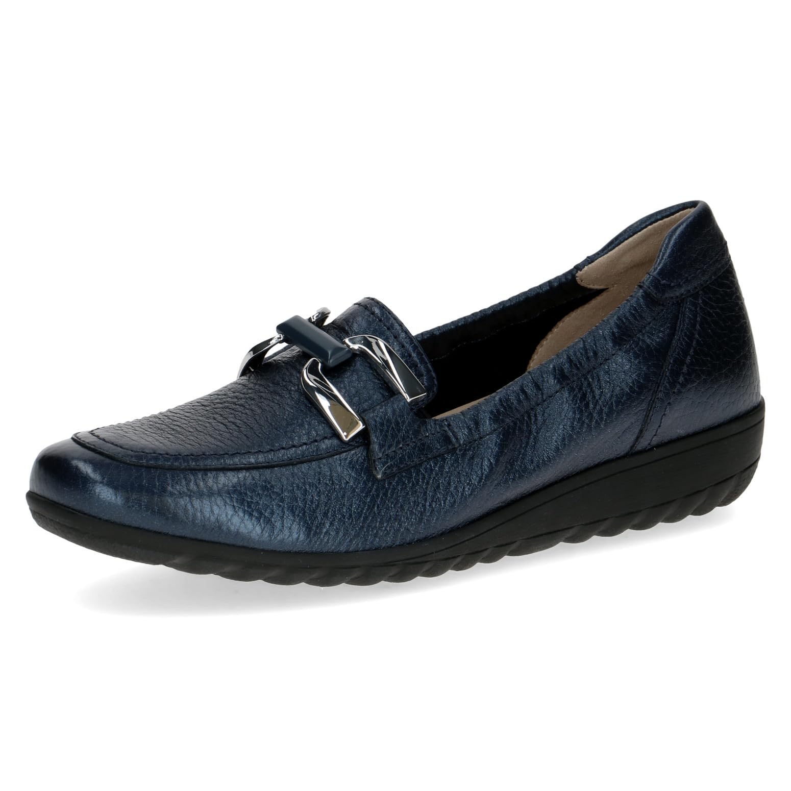 CAPRICE Women's Leather Loafers with Decorative Buckle, Blue (Ocean Deer), 5 UK