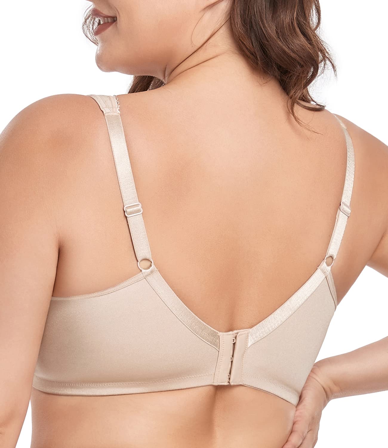 Wirarpa - Reggiseno da donna, comodo e morbido, senza fili, copertura completa, non imbottito, taglie forti, W-beige-confezione da 1, 5G