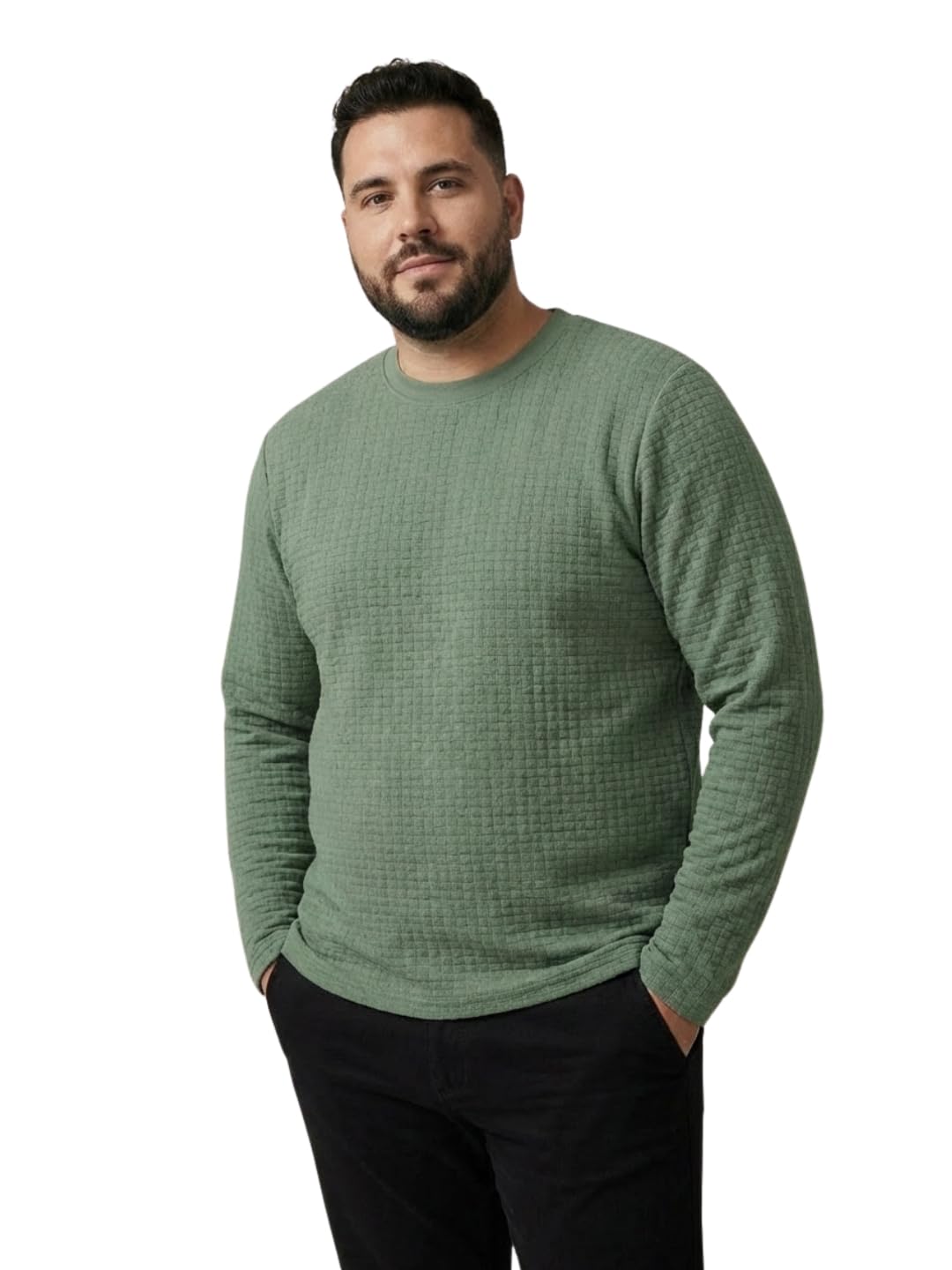 Men Plus Size Full Sleeve T-Shirt | Cotton Knitted Round Neck Casual Wear for Men | Regular Fit Big & Tall T-Shirt-image-11