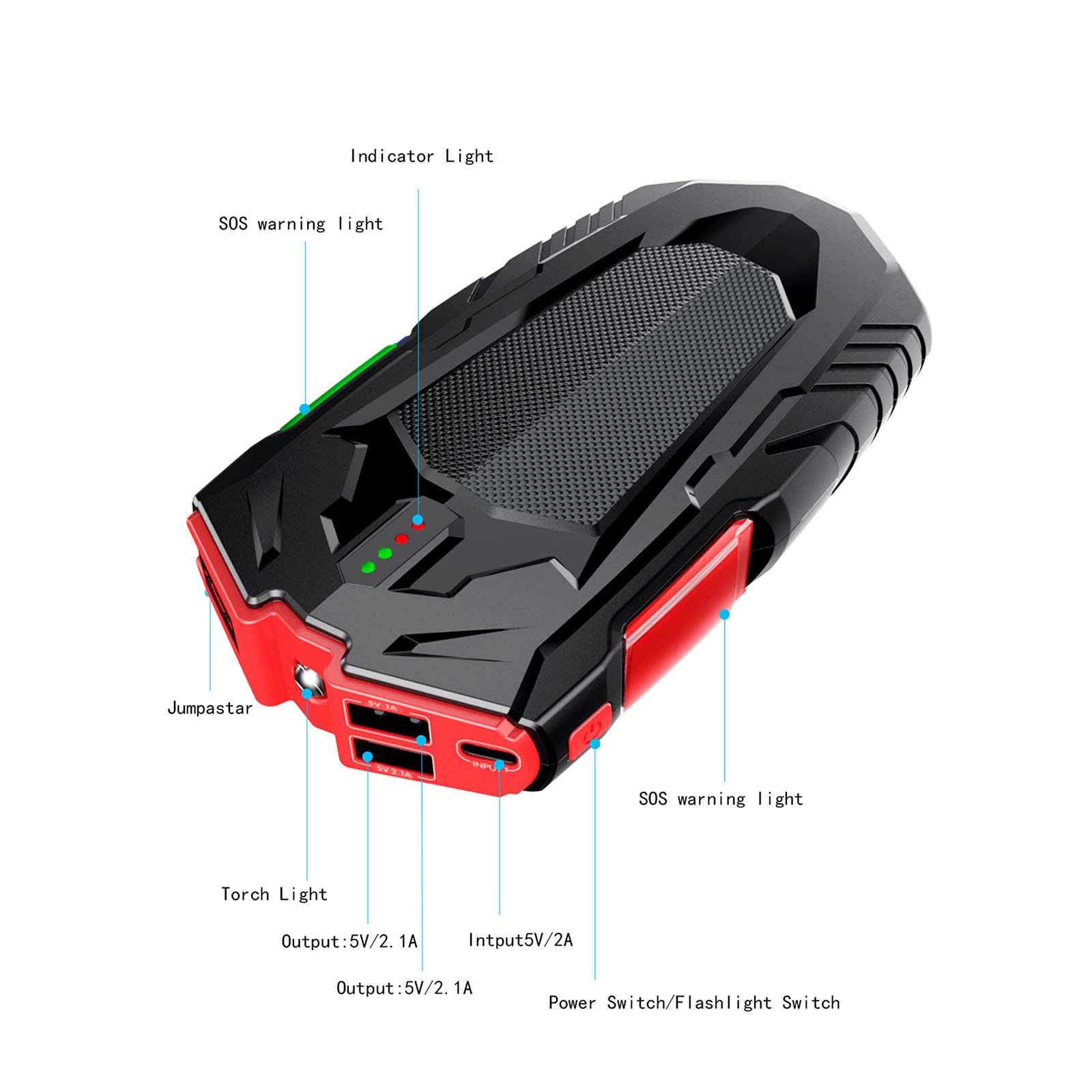 Avviatore di Emergenza per Auto 3000A,16800mAh Avviatore Batteria Auto per Motori Fino a 9.0L Benzina e 8.0L Diesel, Portatile 12V Booster con Torcia a LED Ricarica, Cavo di Avviamento