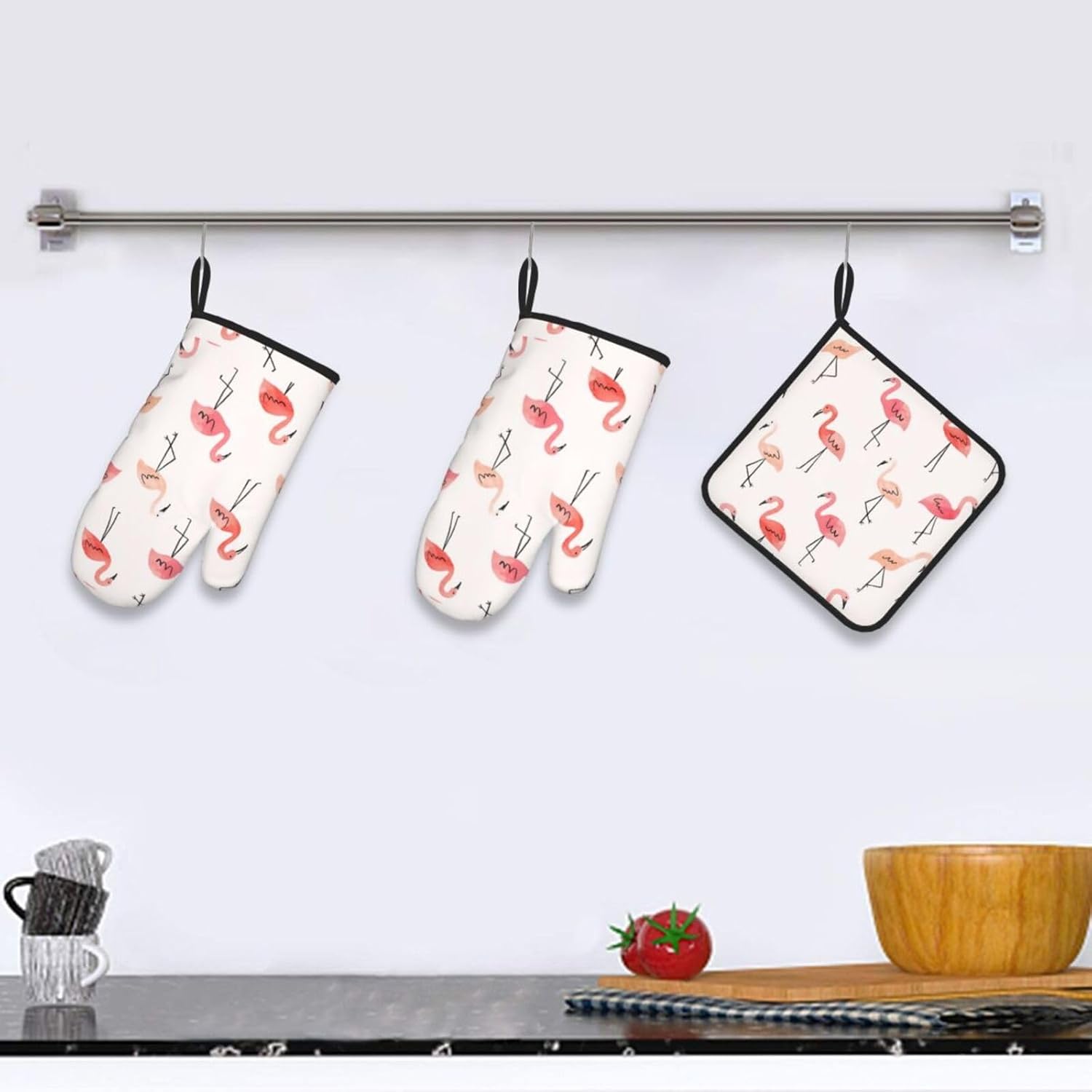 Flamingo. Print Heat Resistant Microwave Gloves, Used for Baking, Cooking, and Fashion Kitchen Essentials