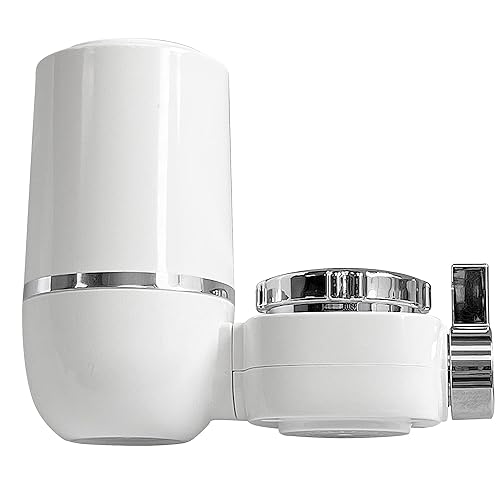 Filtro de agua para montaje en grifo, cartucho de cerámica y carbono de 320 galones de vida útil (1 incluido), reduce partículas, cloro y mal sabor