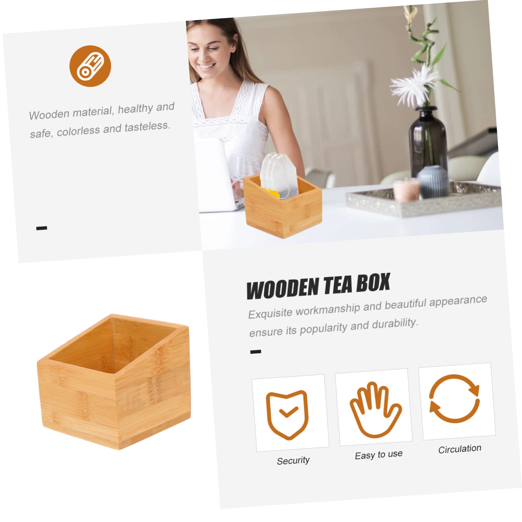 Amosfun 3 Piezas caja de almacenamiento de bolsitas de té Organizador de azúcar y café caso de la llave del coche recipientes de té caja de almacenamiento de caja de del hotel Khaki