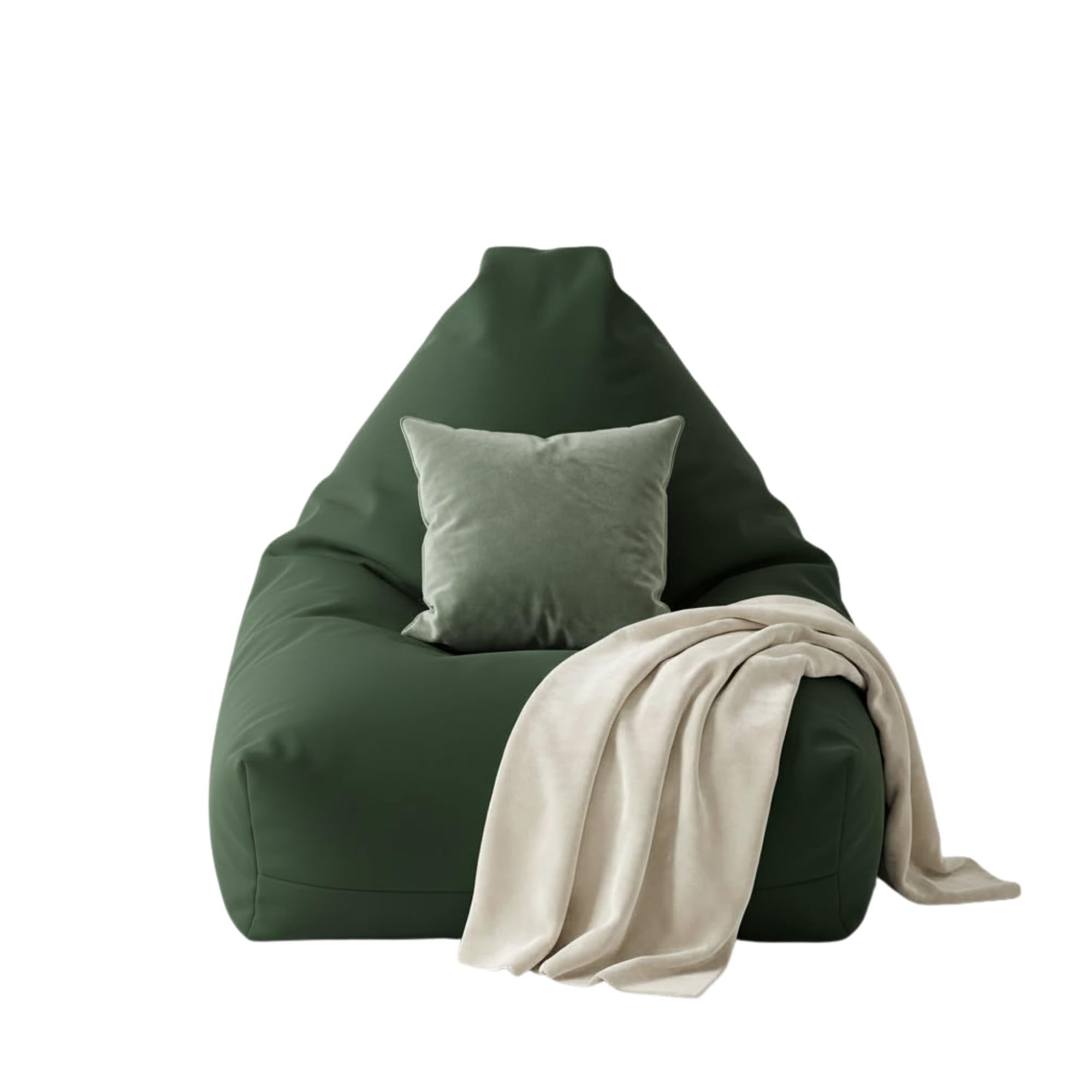Kosiproducts Soft Polyester Bean Bag Chair with Polystyrene Beads - Water Resistant Comfortable Gaming Lounger Seat for Adults Kids [Green, Large]