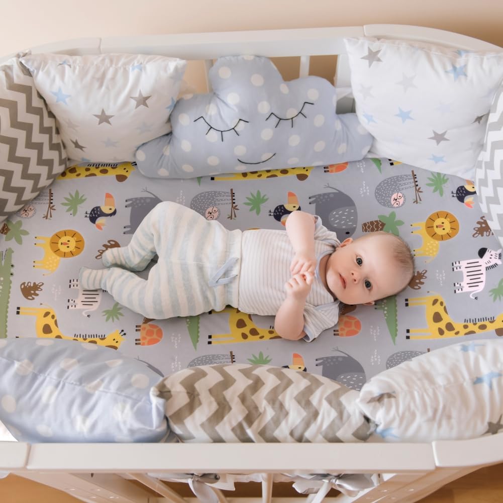 4 Pack Safari Jungle Animals Neutral Unisex Fitted Nursery Baby Sheets Set Toddler Mattress Sheets for Baby Boys or Girls (Bassinet Sheets) - Image 5