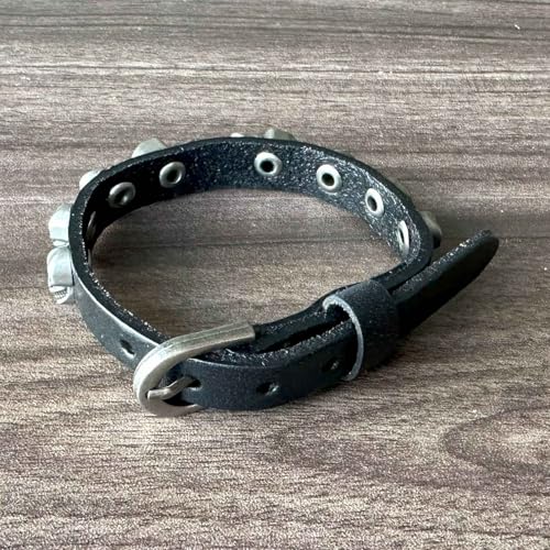 Punk Rock Skull Head Wristband Pu Leather Belt Buckle Adjustable Arm Cuff Bracelet3