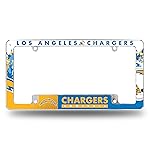 Rico Industries NFL Los Angeles Chargers Primary 12 x 6 Chrome All Over Automotive License Plate Frame for Car/Truck/SUV