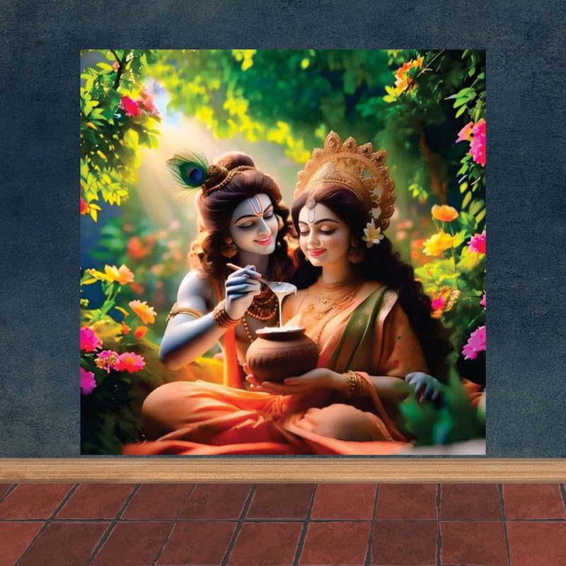 Image of British Terminal Cute little Bal Gopal Baby God Krishna| Kanha Ji | Laddu Lord Makhan Chor Painting Religious Poster for Pregnant Women for wall (matt thin vinyl,sticker,multicolor,unframed)| bj81