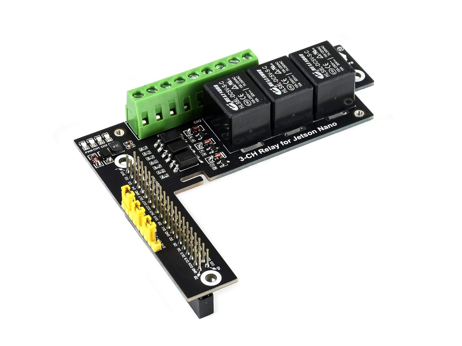 Waveshare 3-Ch Relay Expansion Board Designed for Jetson Nano Optocoupler Isolation