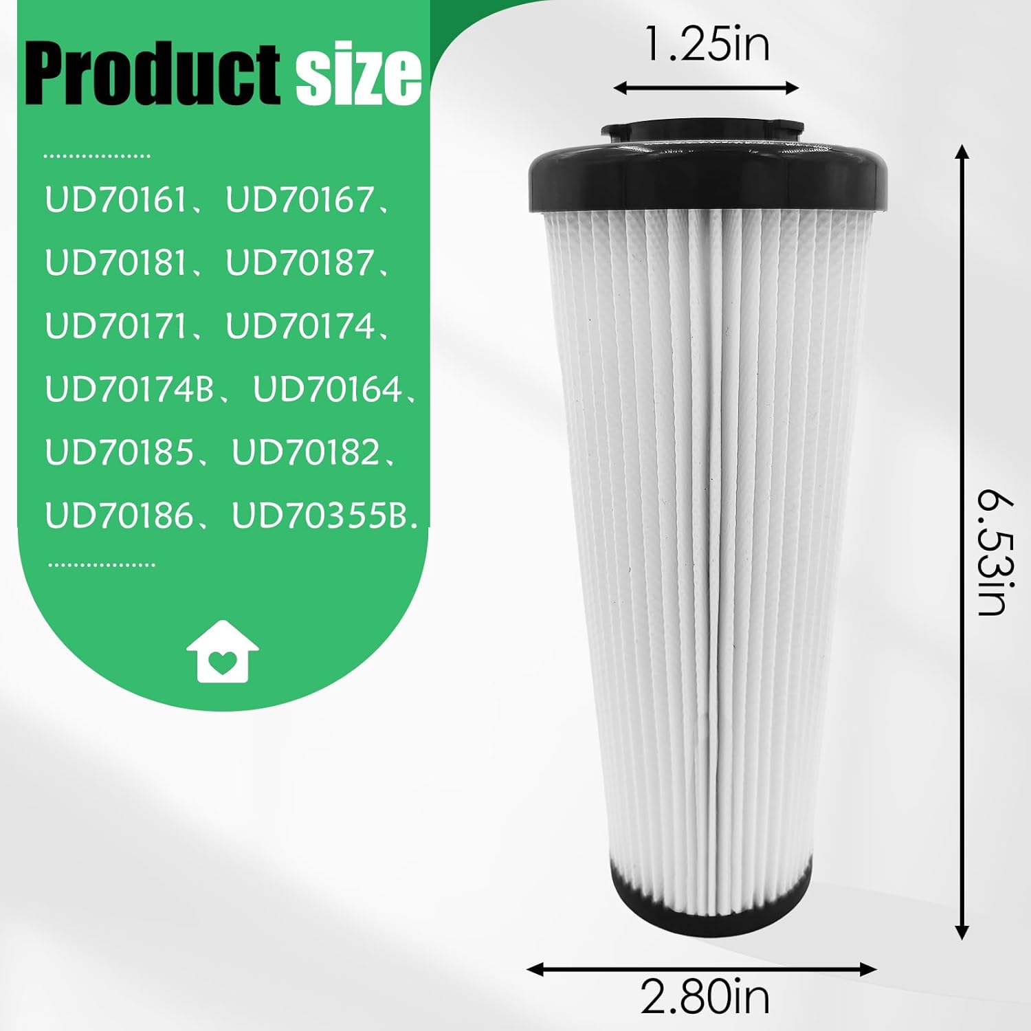 Vacuum Filter for Dirt Devil F112 Endura Replacement, Replaces AD47936, compatible with Odor Trapping Dirt Devil Filter F112 UD20120NC/UD70161/UD70167/UD70181/UD70187/UD70171-2 Pack - Image 2