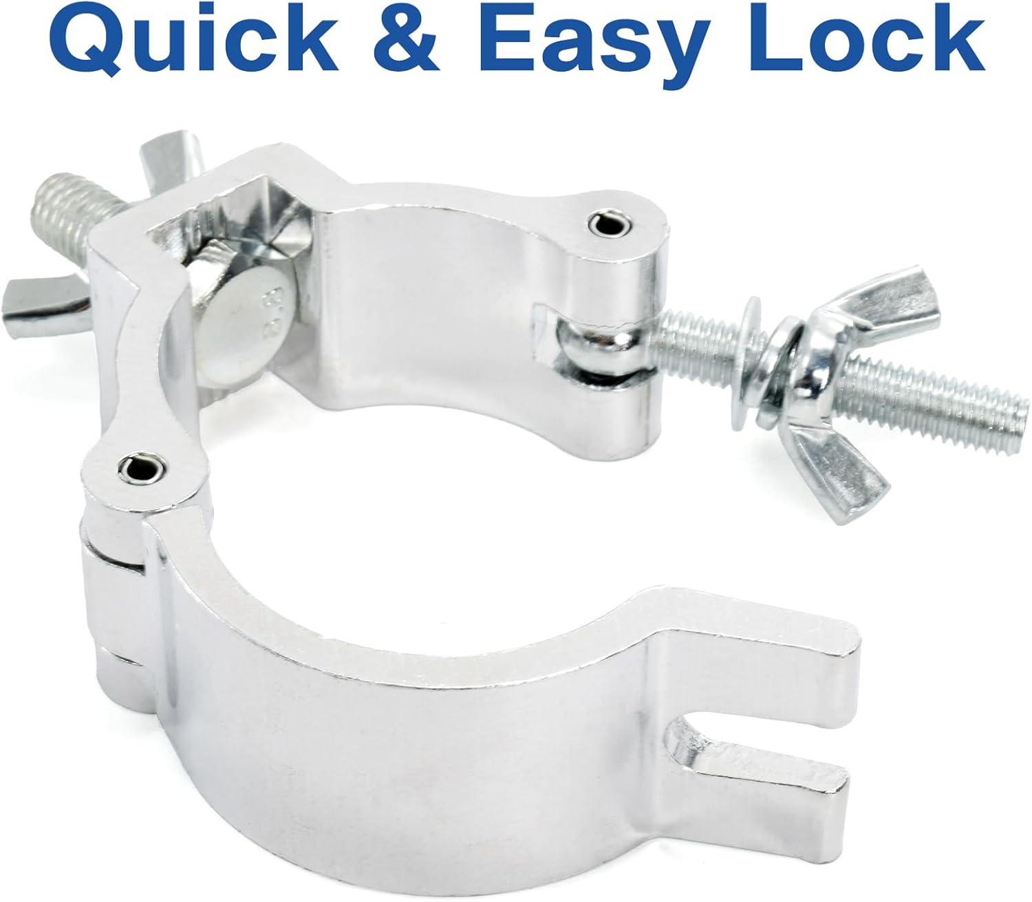 10 Pack Truss Lighting Clamps, 2 Inch Aluminum Alloy DJ Light Clamp, 220 lb Truss O-Clamp for Stage Lighting Par Lights Spotlight Moving Head Light, Silver, Fit for 48-51mm OD Tube/Pipe