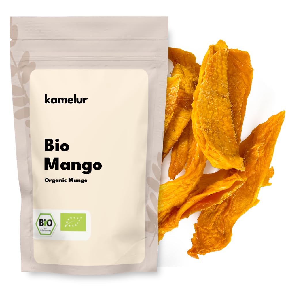 Kamelur Mango BIO Essiccato, Senza Solfiti E Senza Zucchero - Strisce Di Mango BIO Essiccato Senza Zucchero 1 Kg (Confezione Da 1)